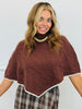 Brown Cable Knit Sweater Poncho Top (Reg.)