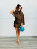 Brown Sheer Cape Strappy Mini Dress (Reg.)