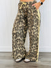 Olive Leopard Print Side Stripe Pants (Reg & Plus)