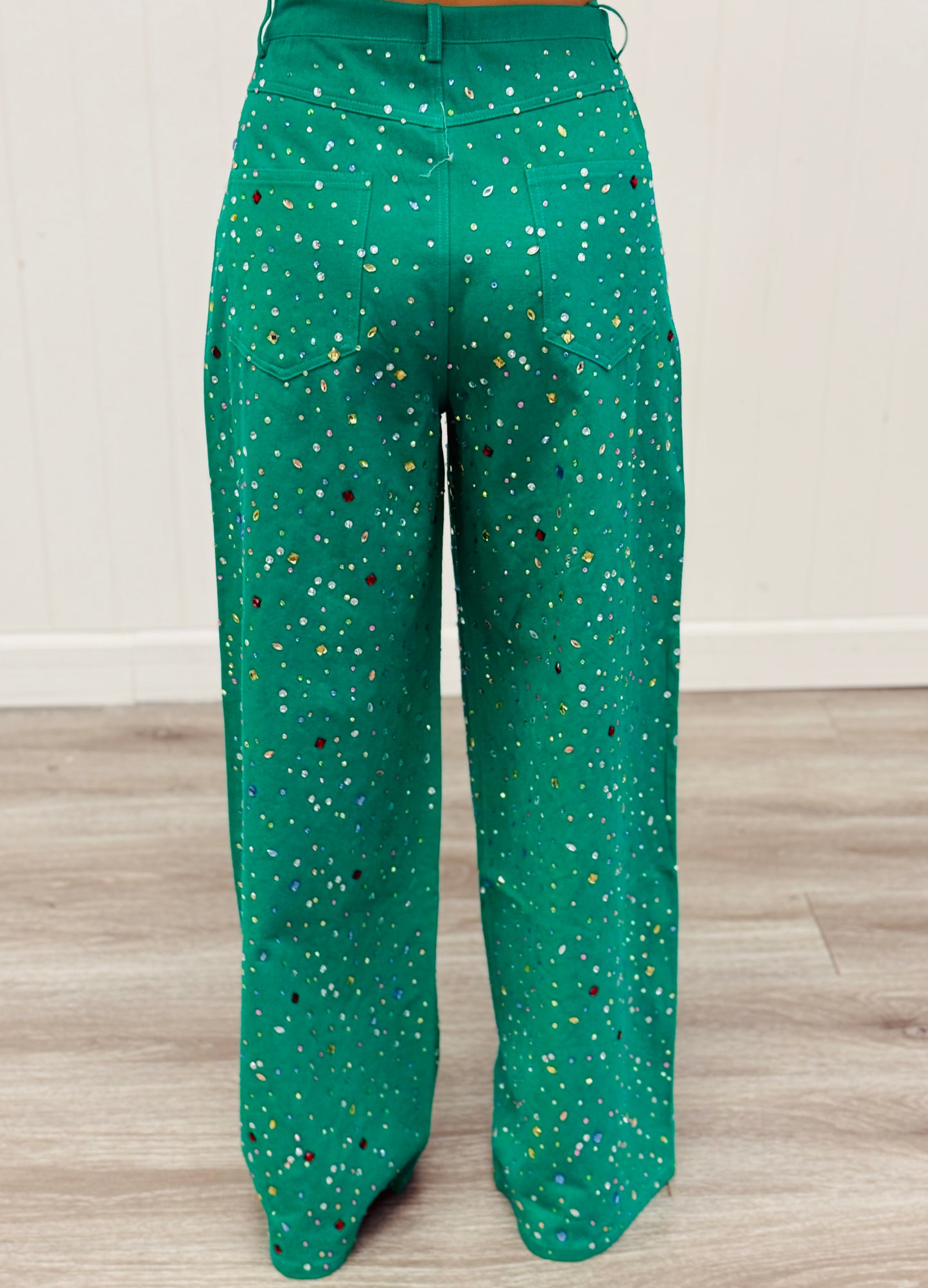 Queen Of Sparkles Green Multi Rhinestone Jeans (Reg. and Plus)