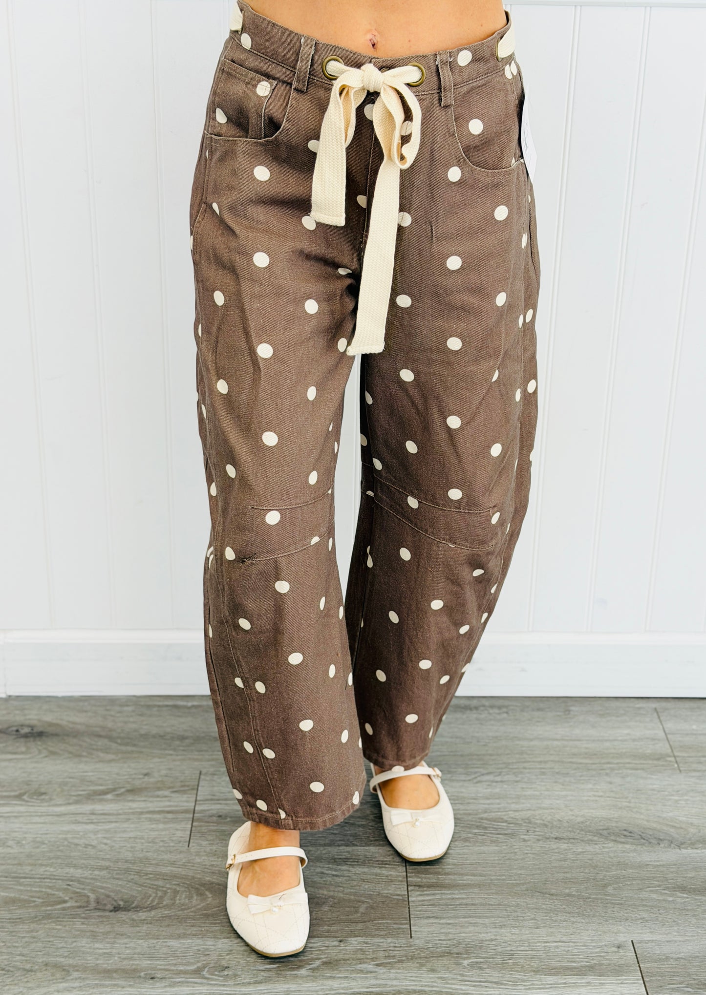 Brown/Ivory Polka Dot Barrel Pants (Reg.)