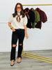 Scarf Action Puff Sleeve Top (Reg.) - 4 Colors