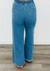 Denim Blue Embroidered Floral Pants (Reg & Plus)