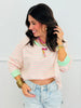 Pink/Mint Striped Boxy Sweatshirt (Reg.)