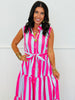 Light Blue/Pink Striped Maxi Dress (Reg.)