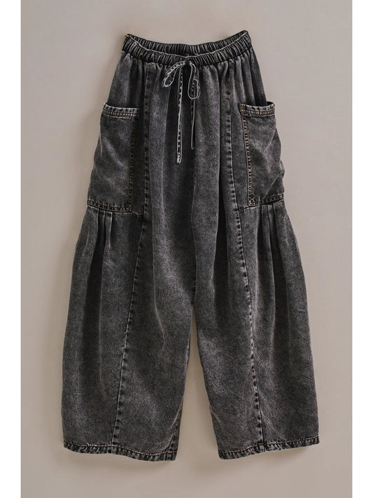 Black Washed Utility Cargo Pocket Pants (Reg.)