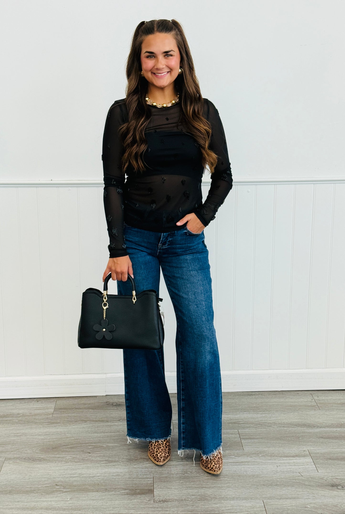 Sequin Splotch Long Sleeve Top (Reg & Plus)-2 Colors