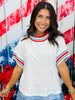 Ivory Contrast Stripe Trim Sweater Top (Reg.)