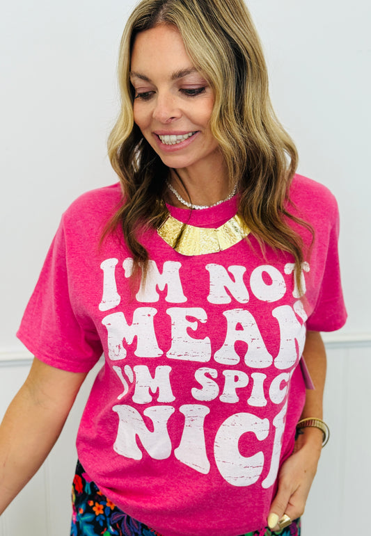 I'm Not Mean I'm Spicy Nice Graphic Tee (Reg. and Plus)