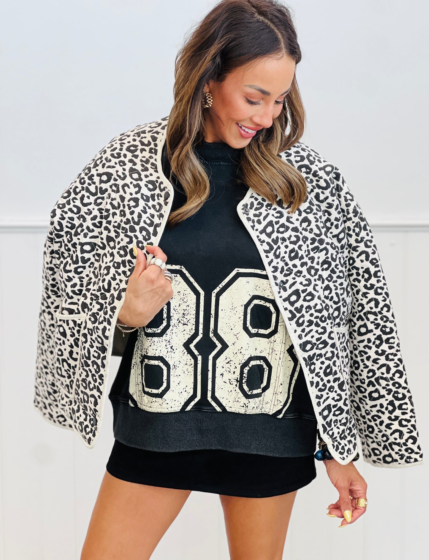 Cream Leopard Quilted Jacket (Reg.)