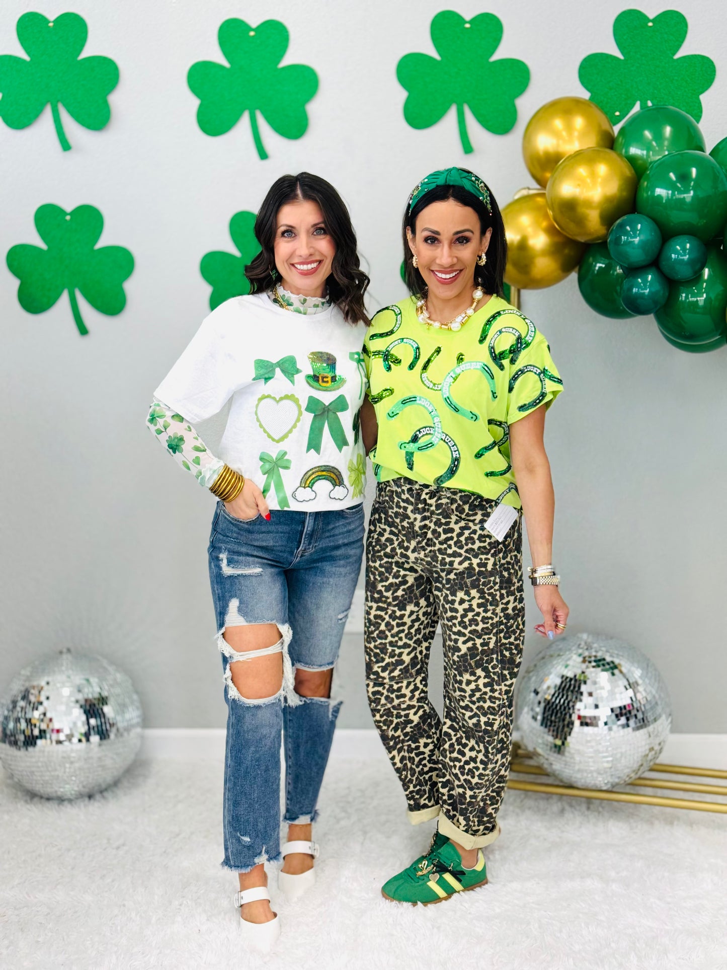 St Patrick's Day Sequin Bows Tee (Reg. and Plus)