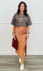 Satin High Slit Midi Skirt (Reg)