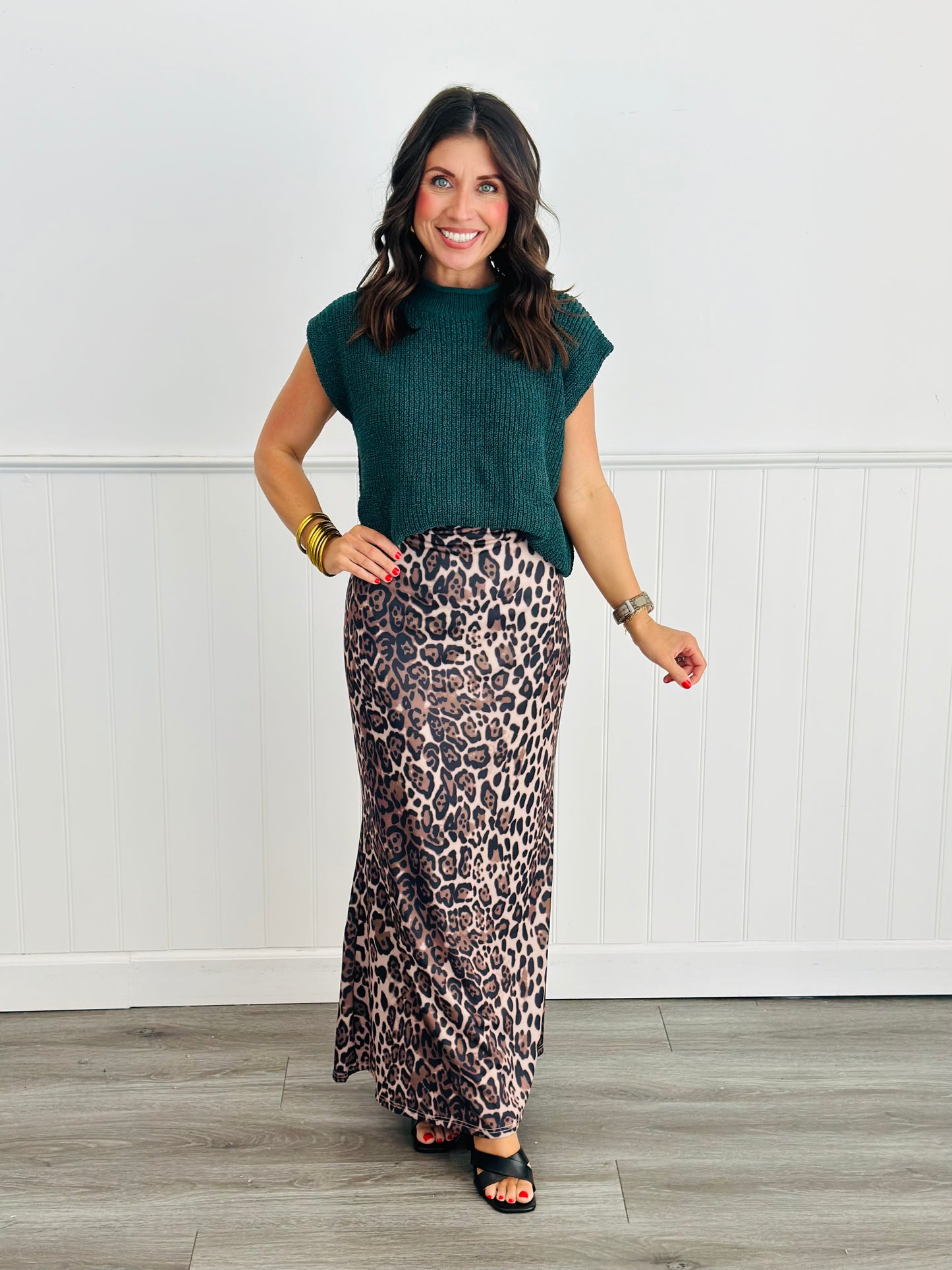 Animal Print Knit Maxi Skirt (Reg)