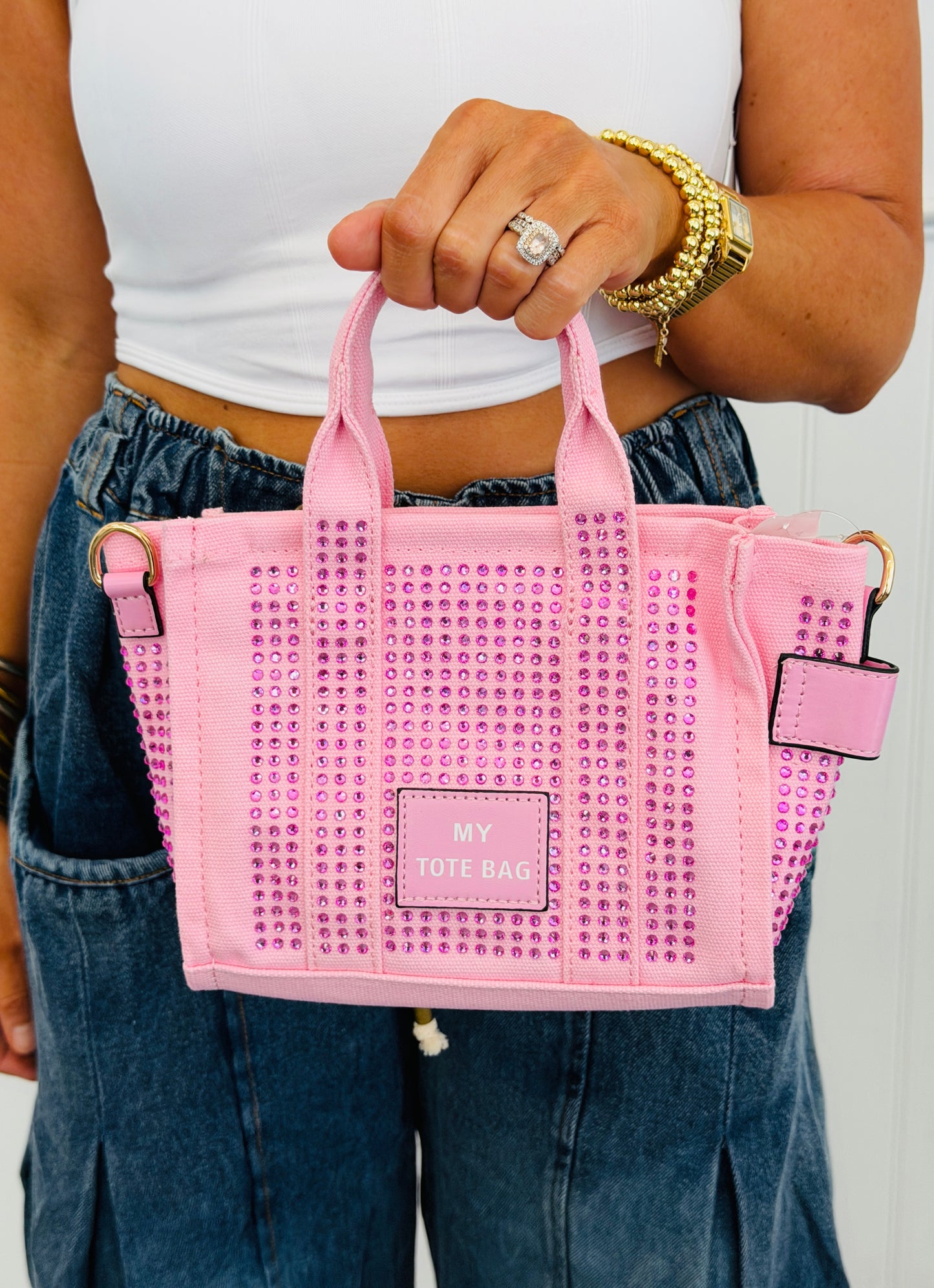 Jeweled Mini Canvas Tote Bag (6 colors)