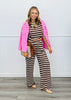 Brown/White Stripe Pleated Pants (Reg.)