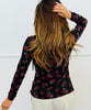 Black/Fuchsia Floral Long Sleeve Top (Reg. and Plus)