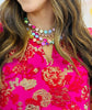 Hot Pink Brocade Oversized Sleeves Mini Dress (Reg. & Plus)