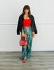 Lime Green Cobalt Artistic Print Pants (Reg & Plus)