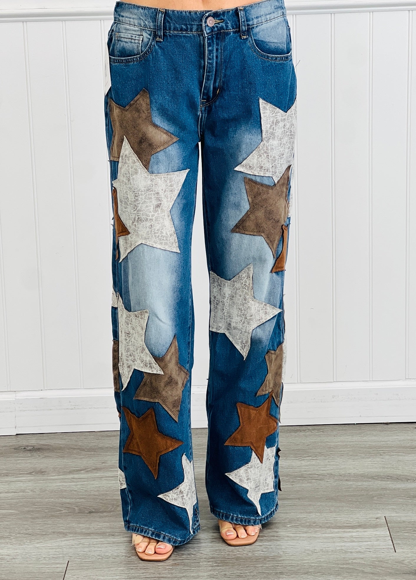 Oli & Hali Washed Denim Star Patch Jeans  (Reg.)