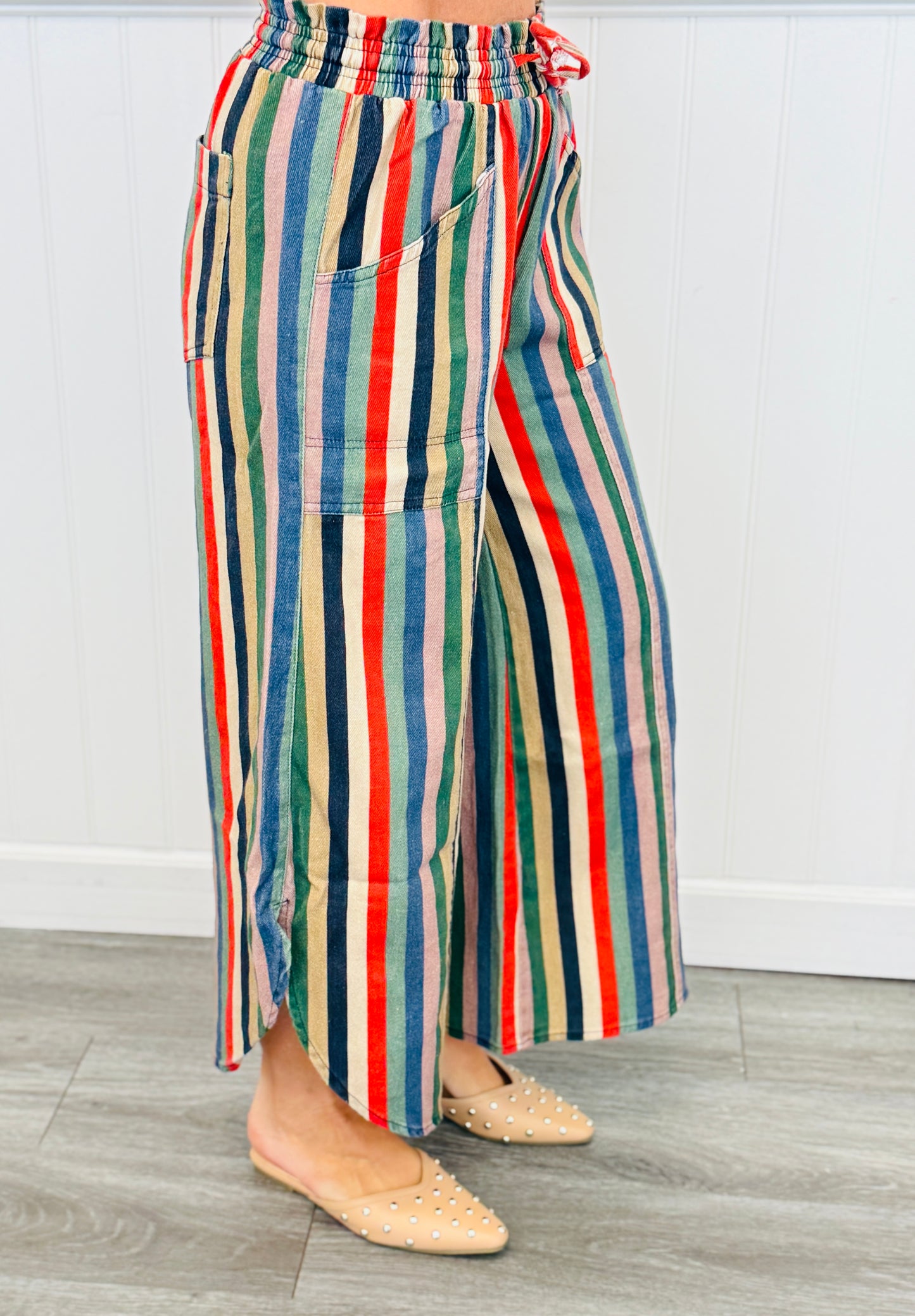 Multi Stripe Tulip Hem Pull On Pants (Reg.)
