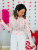 Heart Flocking Floral Mesh Top (Reg. and Plus)