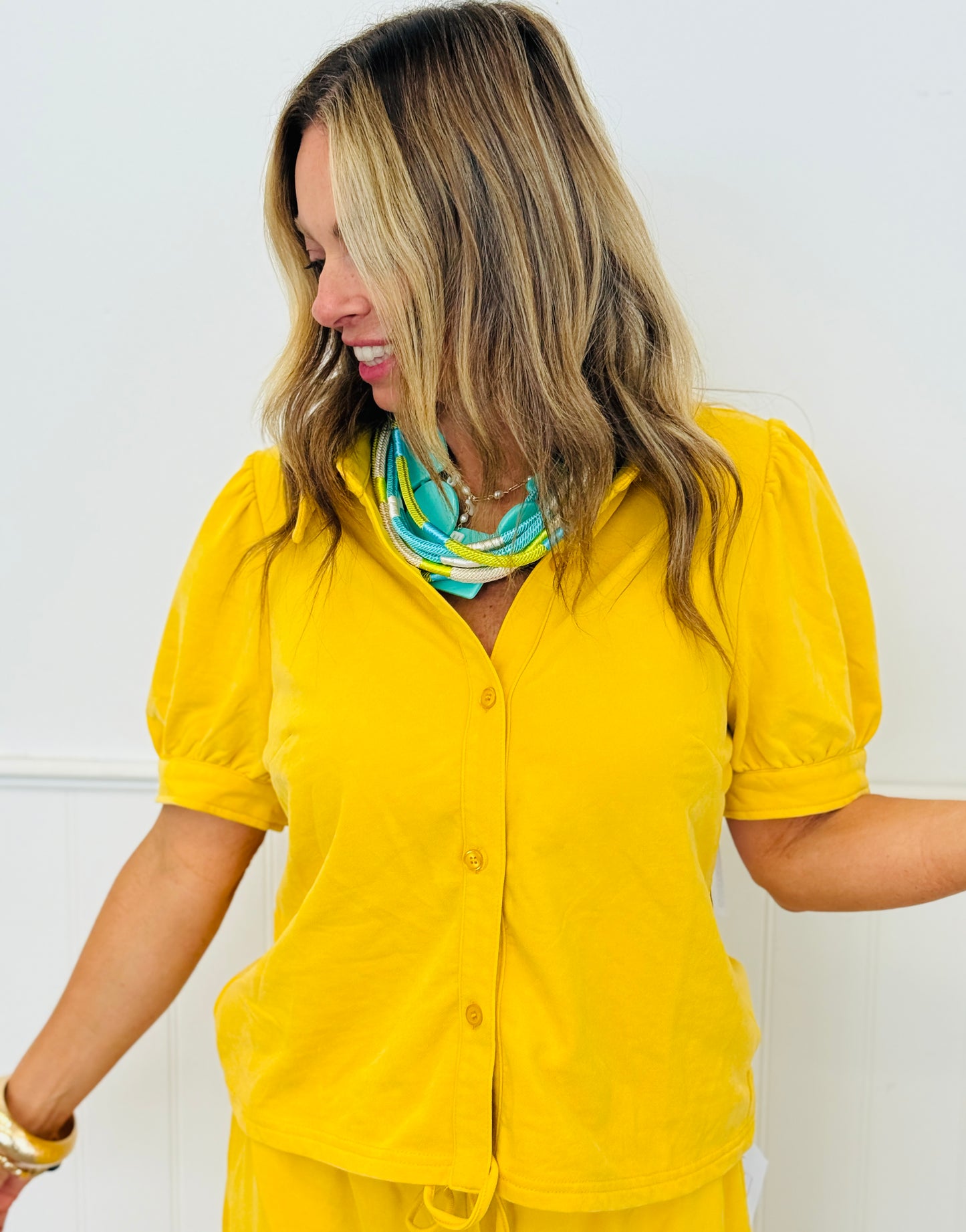 Puff Sleeve Button Down Shirt (Reg.) - 3 Colors