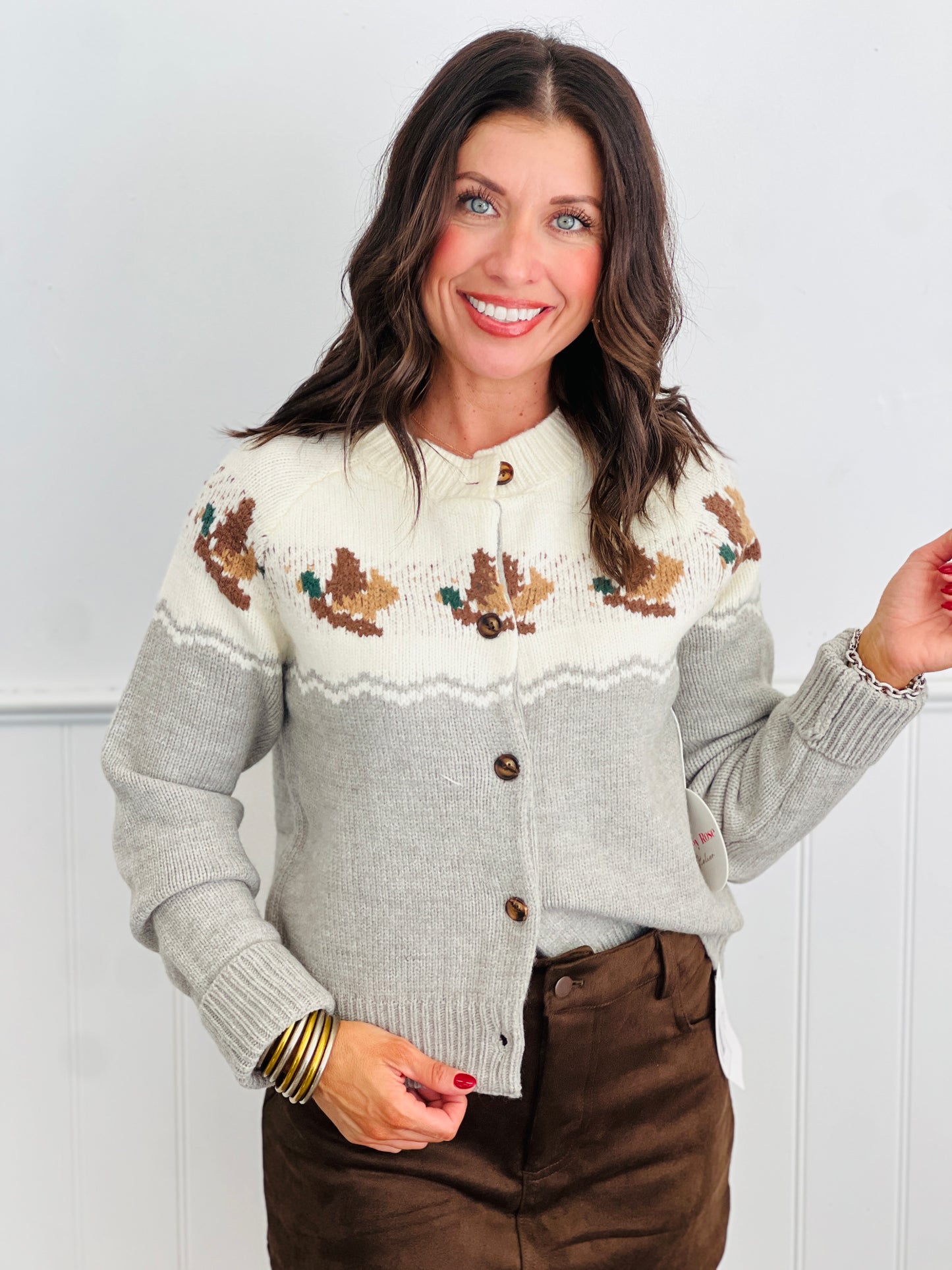 Grey Duck Print Sweater Cardigan (Reg.)