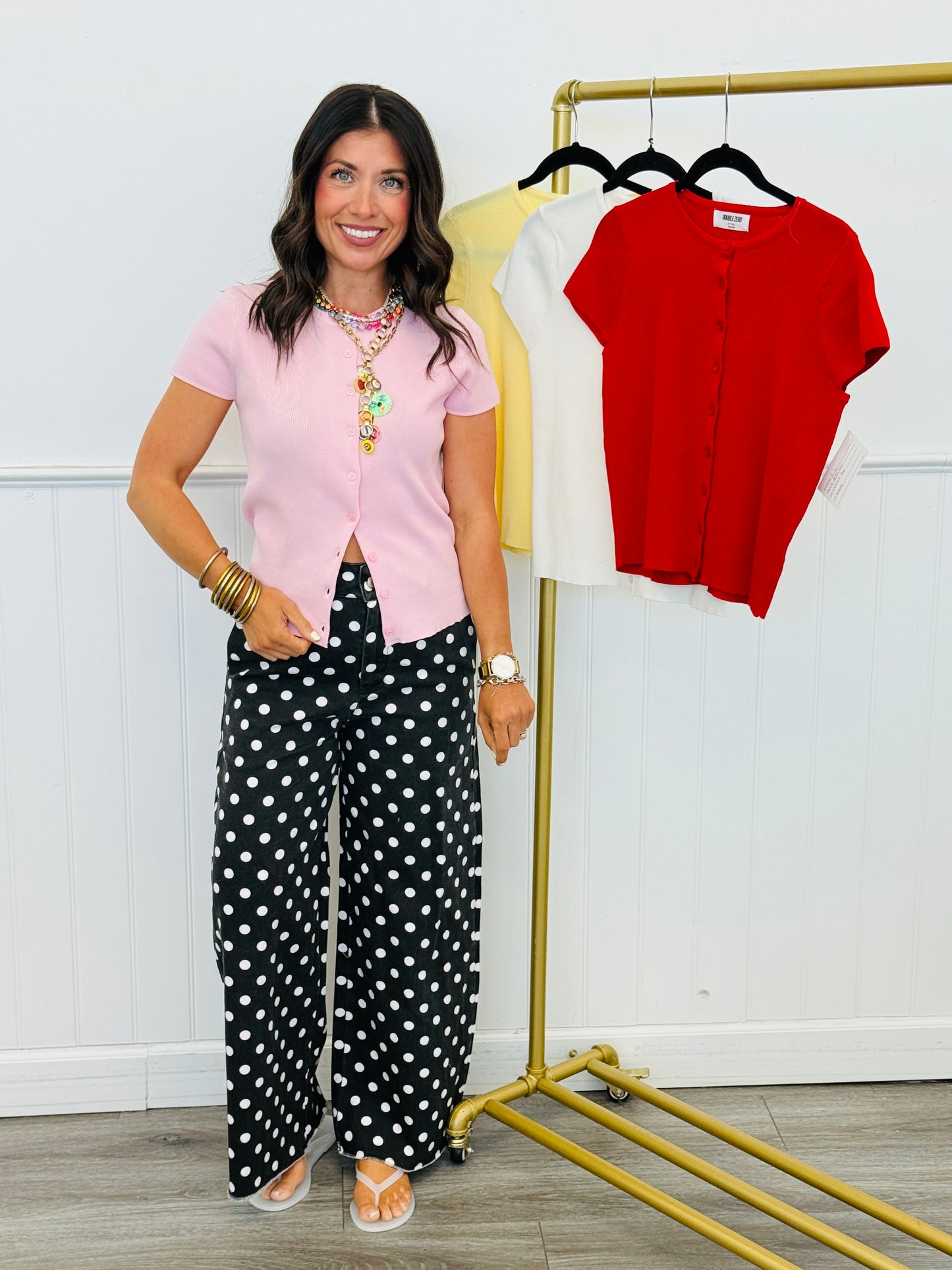 Button Front Viscose Top (Reg.)-4 Colors