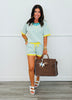 Blue Striped Contrast Top & Shorts Set (Reg.)