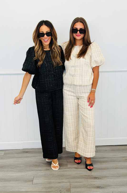 Tweed Pattern Ankle Pants (Reg.) - 2 Colors
