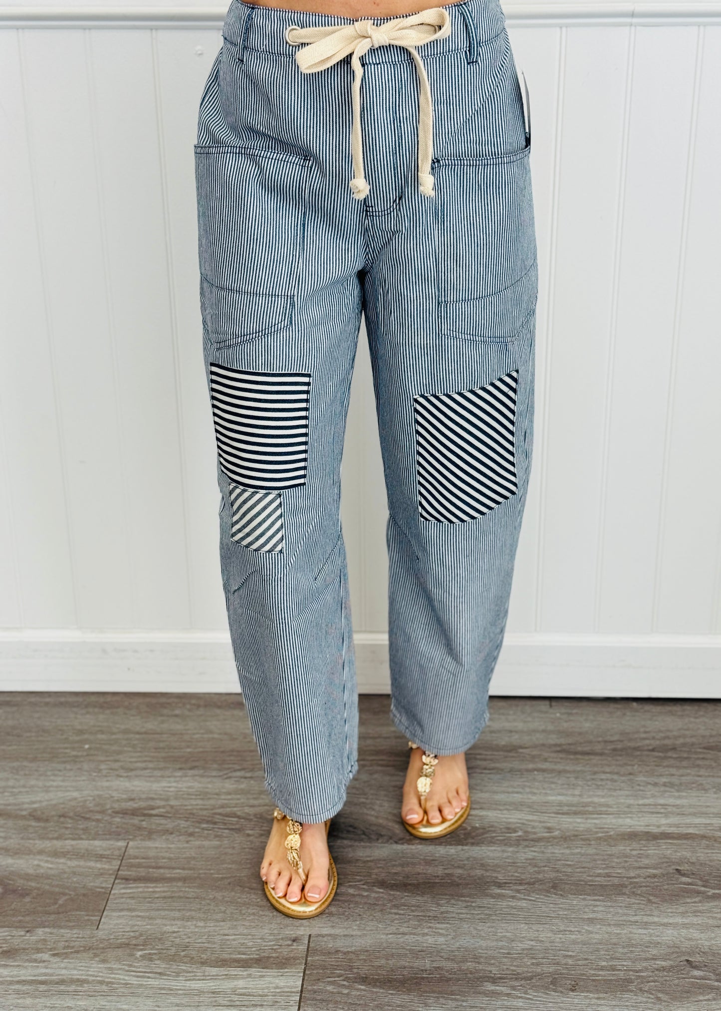 Washed Denim Striped Pants (Reg. and Plus)