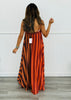Terracotta Orange Sunset Stripe Maxi Dress (Reg & Plus)