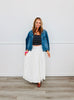 Off White Smocked Back Midi Skirt (Reg. and Plus)