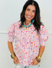 Pink Multi Seashell Striped Blouse (Reg & Plus)