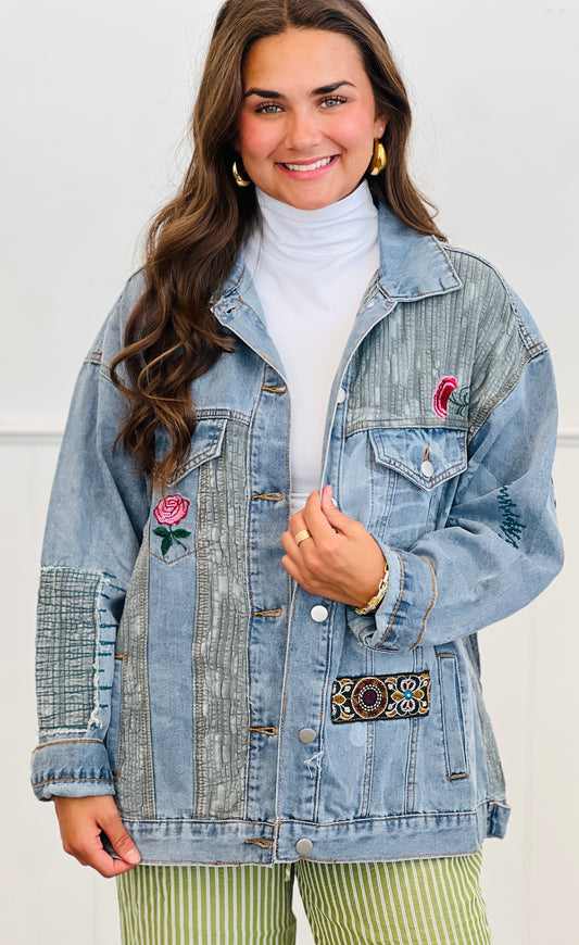 POL Denim Embroidered Hearts & Roses Jacket (Reg.)