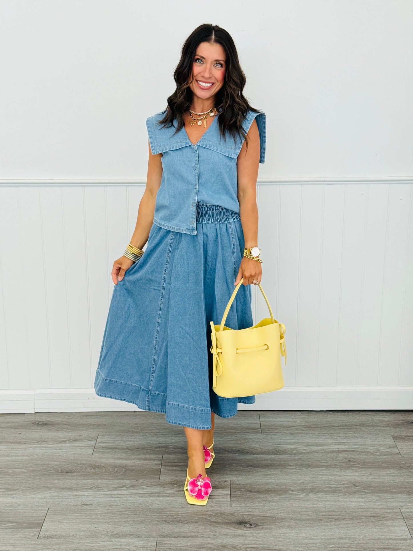 Denim Maxi Skirt (Reg. and Plus)- 2 Colors