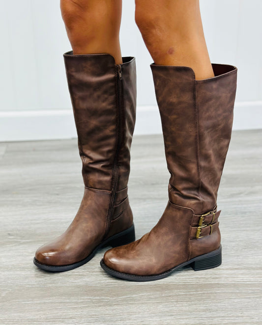 Brown Let's Go Knee Heigh Boots