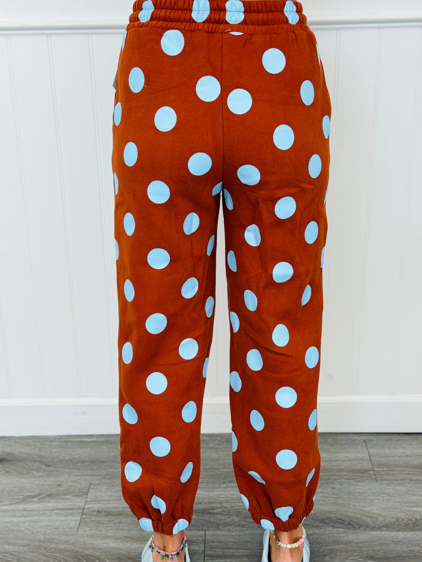Rust/Sky Blue Polka Dot Jogger Sweatpants (Reg.)