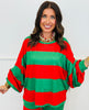 Red/Green Striped Top & Pants Set (Reg. and Plus)