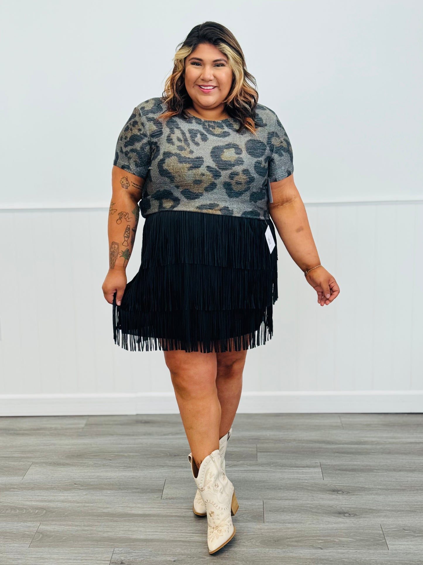 Black Tiered Fringe Mini Skirt (Reg. & Plus)