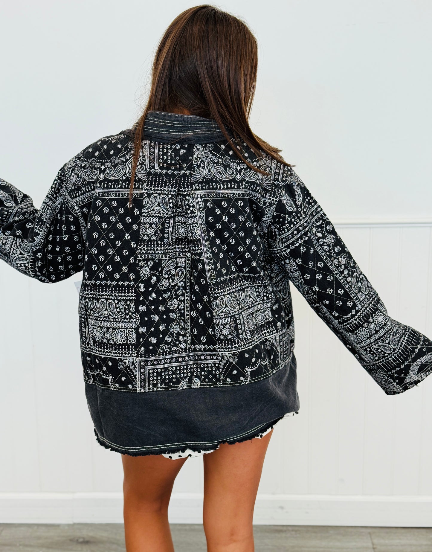 POL Black Paisley Quilted Jacket  (Reg.)
