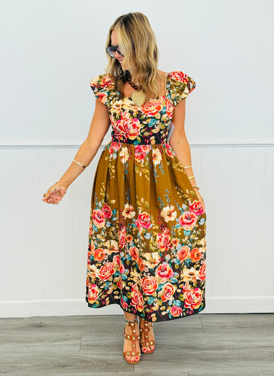 Autumn Garden Midi Dress (Reg & Plus)