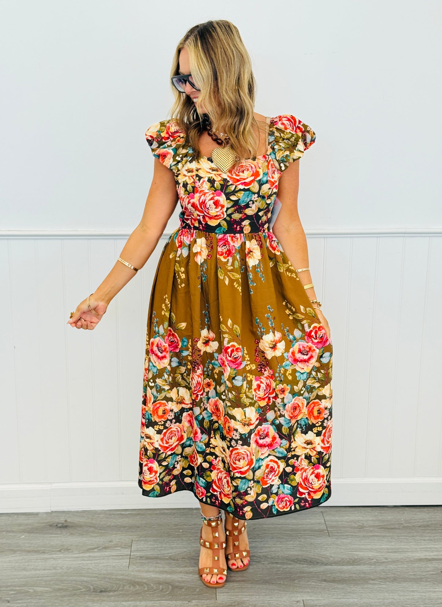 Autumn Garden Midi Dress (Reg & Plus)