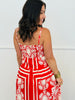 Red/Ivory Printed Midi Dress (Reg.)