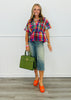 Plaid Babydoll Self Tie Detail Blouse (Reg.)