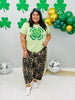 Queen Of Sparkles Light Green Frilly Shamrock Top (Reg. and Plus)