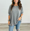 Andree Washed Thermal Poncho Bodice Top (Reg. & Plus)- 7 Colors