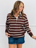 Brown/Cream Striped Polo Oversized Top (Reg. and Plus)