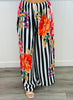 Black Striped Floral Palazzo Pants (One Size)