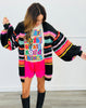 Black Sunset Carnival Stripe Sweater Cardigan (Reg.)